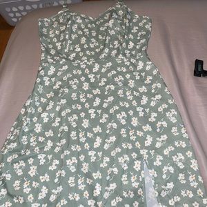 Light Green with White Flowers